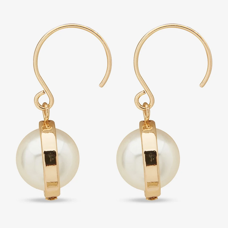 Worthington Womens Simulated Pearl Drop Earrings