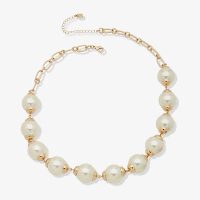 Worthington Station Womens White 32 Inch Collar Necklace