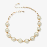 Worthington Station Womens White 32 Inch Collar Necklace