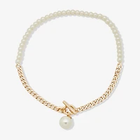 Worthington Toggle Pendant Womens White Simulated Pearl 19 Inch Pendant Necklace