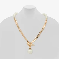 Worthington Toggle Pendant Womens White Simulated Pearl 19 Inch Pendant Necklace