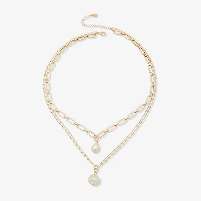 Worthington Pendant Womens White 21 Inch Strand Necklace