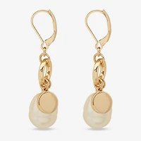 Worthington Charm Womens White Simulated Pearl Drop Earrings