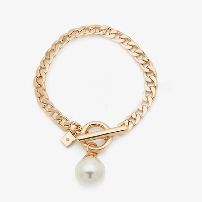 Worthington Toggle Charm Womens 8 Inch Curb Chain Bracelet