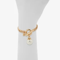 Worthington Toggle Charm Womens 8 Inch Curb Chain Bracelet