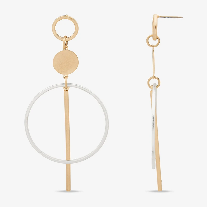 a.n.a Two Tone Circle Linear 86.4mm Womens Drop Earrings