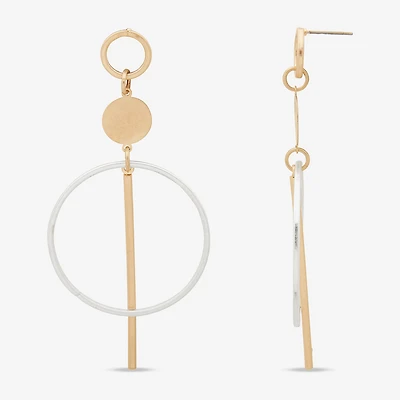 a.n.a Two Tone Circle Linear 86.4mm Womens Drop Earrings