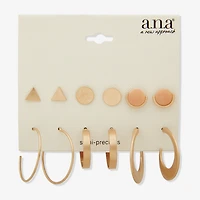 a.n.a Womens 6 Pair Earring Set