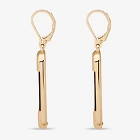 Worthington Gold Tone & Black Leather  Link Womens Paperclip Drop Earrings