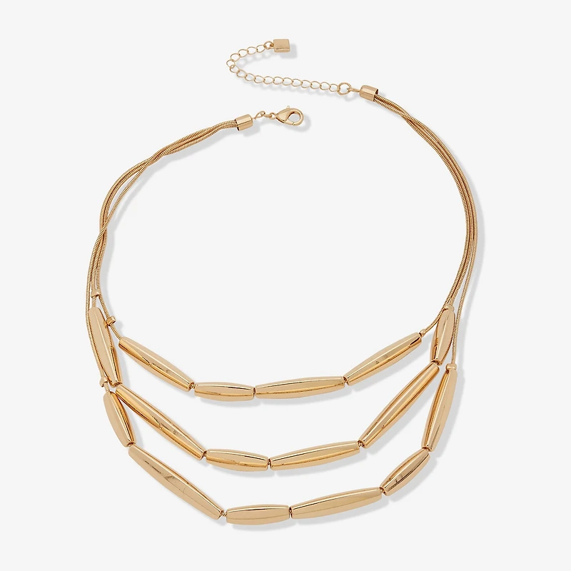 Worthington Gold Tone Womens 17 Inch Collar Necklace