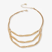 Worthington Gold Tone Womens 17 Inch Collar Necklace