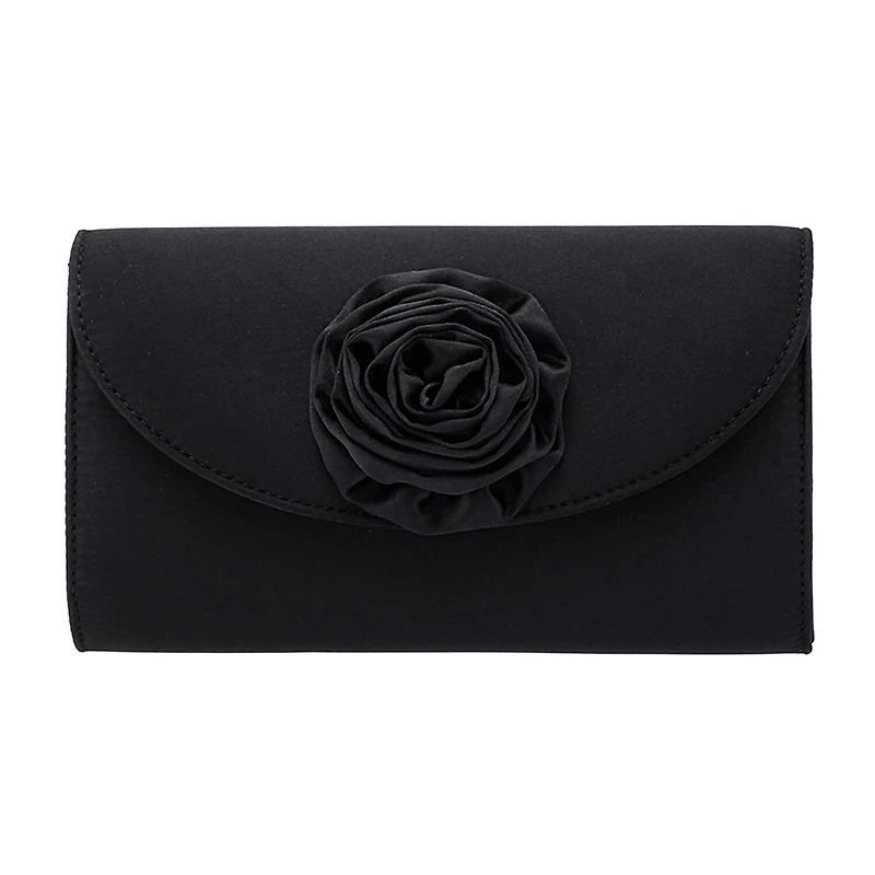 N By Nina Frily Rosette Emebellished Flap Clutch Evening Bag