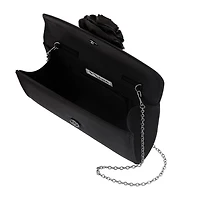 N By Nina Frily Rosette Emebellished Flap Clutch Evening Bag