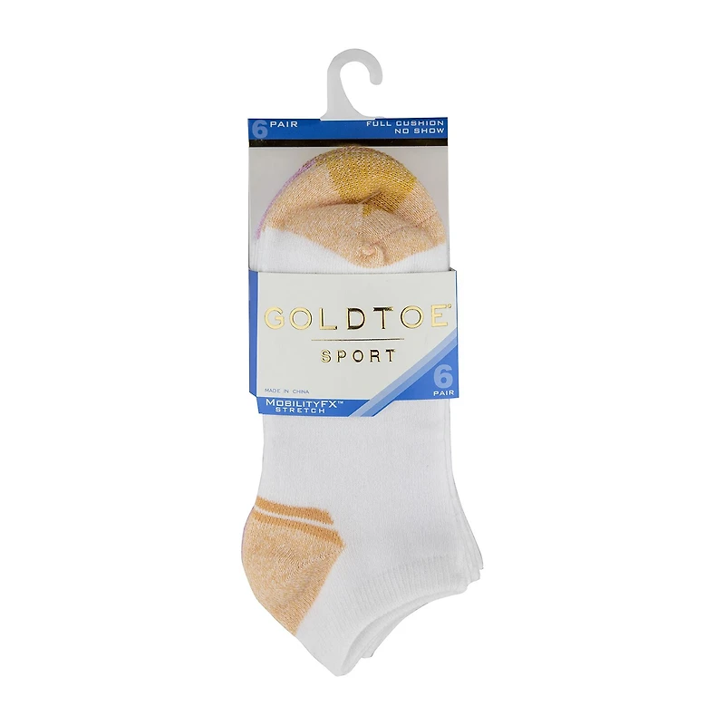 Gold Toe Cushion Womens Multi-Pack 6 Pair No Show Socks