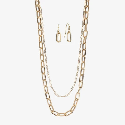 Liz Claiborne Layered Necklace And Drop Earring Womens 2-pc. Jewelry Set