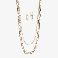 Liz Claiborne Layered Necklace And Drop Earring Womens 2-pc. Jewelry Set