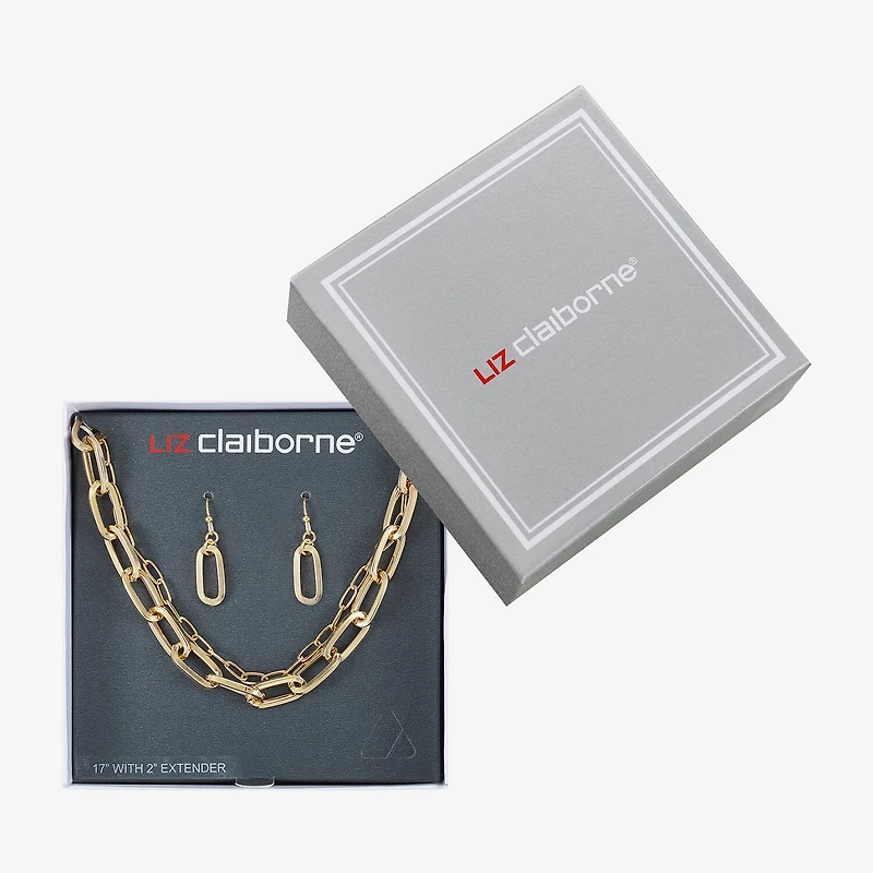 Liz Claiborne Layered Necklace And Drop Earring Womens 2-pc. Jewelry Set