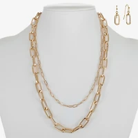 Liz Claiborne Layered Necklace And Drop Earring Womens 2-pc. Jewelry Set