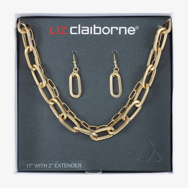 Liz Claiborne Layered Necklace And Drop Earring Womens 2-pc. Jewelry Set