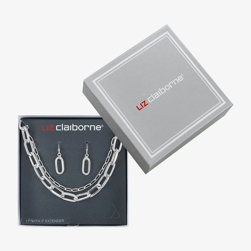Liz Claiborne Layered Necklace And Drop Earring Womens 2-pc. Jewelry Set