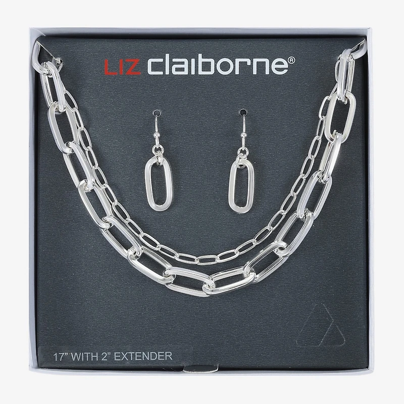 Liz Claiborne Layered Necklace And Drop Earring Womens 2-pc. Jewelry Set