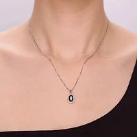 Womens Genuine Black Onyx Sterling Silver Oval 18 Inch Pendant Necklace