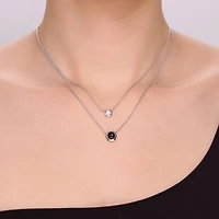 Womens Genuine Black Onyx Sterling Silver Round 18 Inch Pendant Necklace