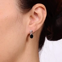 Womens Genuine Black Onyx Sterling Silver Drop Earrings