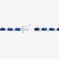 Womens Sapphire Sterling Silver 18 Inch Tennis Necklace