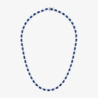 Womens Sapphire Sterling Silver 18 Inch Tennis Necklace