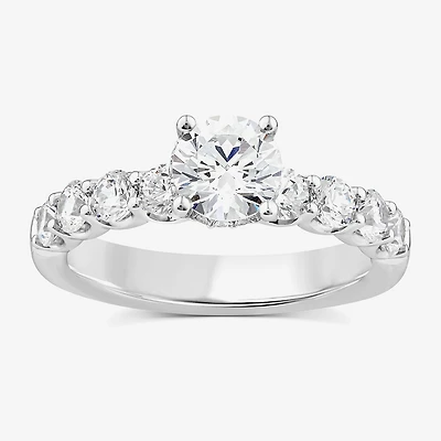 Signature By Modern Bride (G / Si1-Si2) Womens 2 CT. T.W. Lab Grown White Diamond 10K or Yellow Gold Round Side Stone Engagement Ring