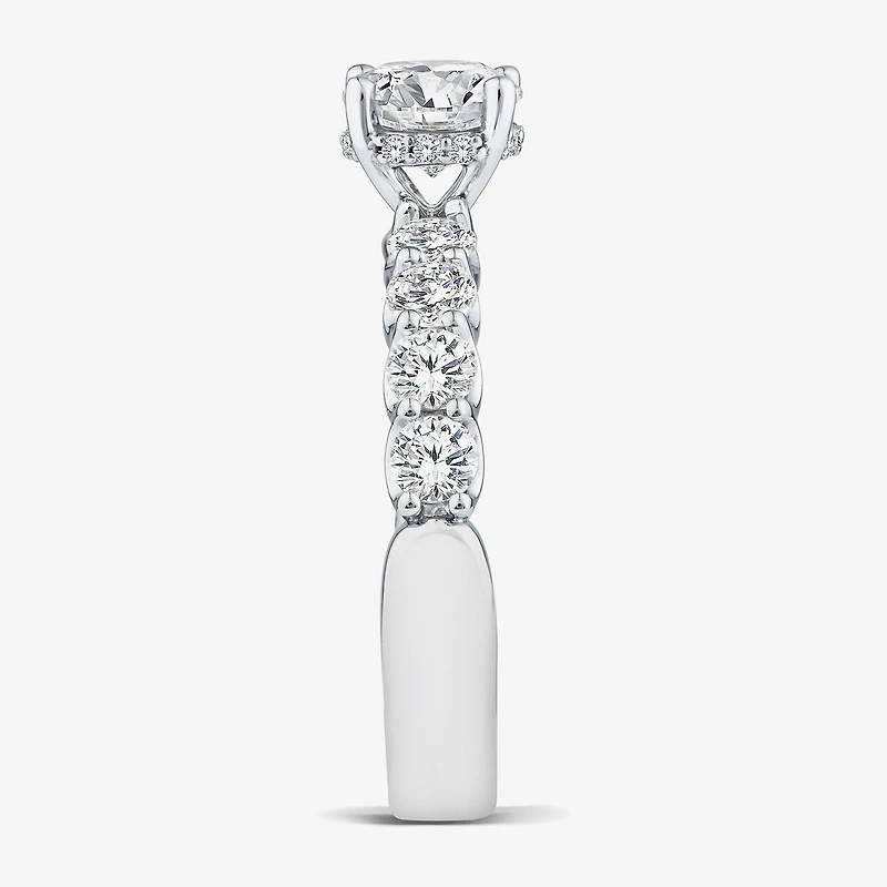 Signature By Modern Bride (G / Si1-Si2) Womens 2 CT. T.W. Lab Grown White Diamond 10K or Yellow Gold Round Side Stone Engagement Ring