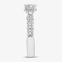 Signature By Modern Bride (G / Si1-Si2) Womens 2 CT. T.W. Lab Grown White Diamond 10K or Yellow Gold Round Side Stone Engagement Ring