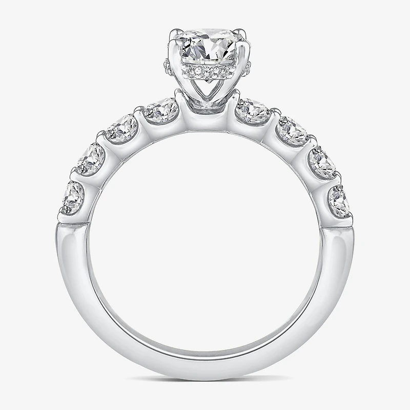 Signature By Modern Bride (G / Si1-Si2) Womens 2 CT. T.W. Lab Grown White Diamond 10K or Yellow Gold Round Side Stone Engagement Ring