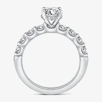 Signature By Modern Bride (G / Si1-Si2) Womens 2 CT. T.W. Lab Grown White Diamond 10K or Yellow Gold Round Side Stone Engagement Ring