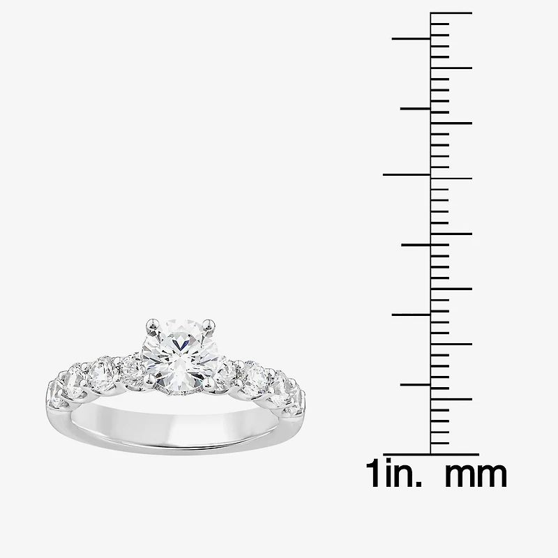 Signature By Modern Bride (G / Si1-Si2) Womens 2 CT. T.W. Lab Grown White Diamond 10K or Yellow Gold Round Side Stone Engagement Ring