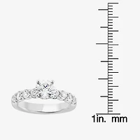 Signature By Modern Bride (G / Si1-Si2) Womens 2 CT. T.W. Lab Grown White Diamond 10K or Yellow Gold Round Side Stone Engagement Ring