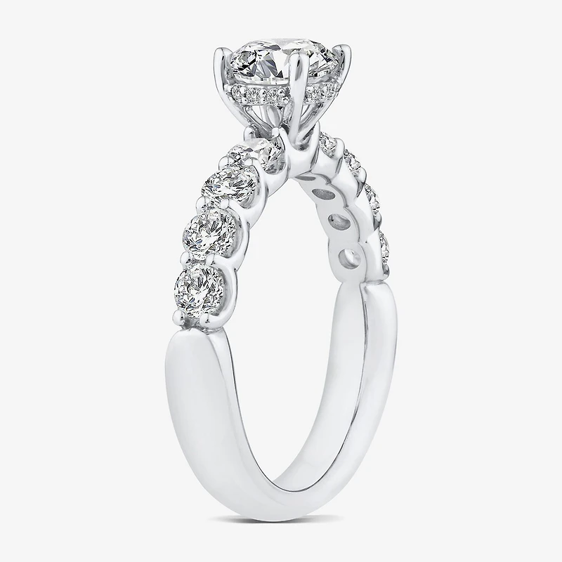 Signature By Modern Bride (G / Si1-Si2) Womens 2 CT. T.W. Lab Grown White Diamond 10K or Yellow Gold Round Side Stone Engagement Ring