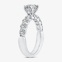 Signature By Modern Bride (G / Si1-Si2) Womens 2 CT. T.W. Lab Grown White Diamond 10K or Yellow Gold Round Side Stone Engagement Ring
