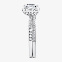 Signature By Modern Bride (G / Si1-Si2) Womens 2 CT. T.W. Lab Grown White Diamond 10K Gold Side Stone Halo Bridal Set