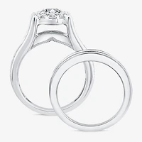 (F / Vs2 ) Womens 3 CT. T.W. Lab Grown White Diamond 10K Gold Round Side Stone Halo Bridal Set