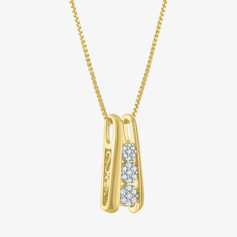 Diamond Blossom Linear (G-H / Si2-I1) Womens 1/10 CT. T.W. Lab Grown White Diamond 14K Gold Over Silver 18 Inch Pendant Necklace