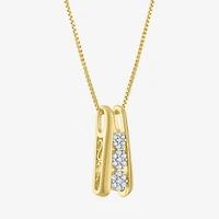 Diamond Blossom Linear (G-H / Si2-I1) Womens 1/10 CT. T.W. Lab Grown White Diamond 14K Gold Over Silver 18 Inch Pendant Necklace