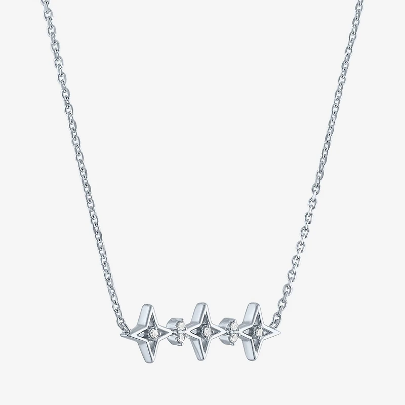 Diamond Accent (G-H / Si2-I1) Womens Lab Grown White Sterling Silver Star 18 Inch Pendant Necklace