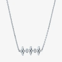Diamond Accent (G-H / Si2-I1) Womens Lab Grown White Sterling Silver Star 18 Inch Pendant Necklace