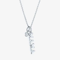 Diamond Accent "Mama" (G-H / Si2-I1) Womens Lab Grown White Sterling Silver 18 Inch Pendant Necklace