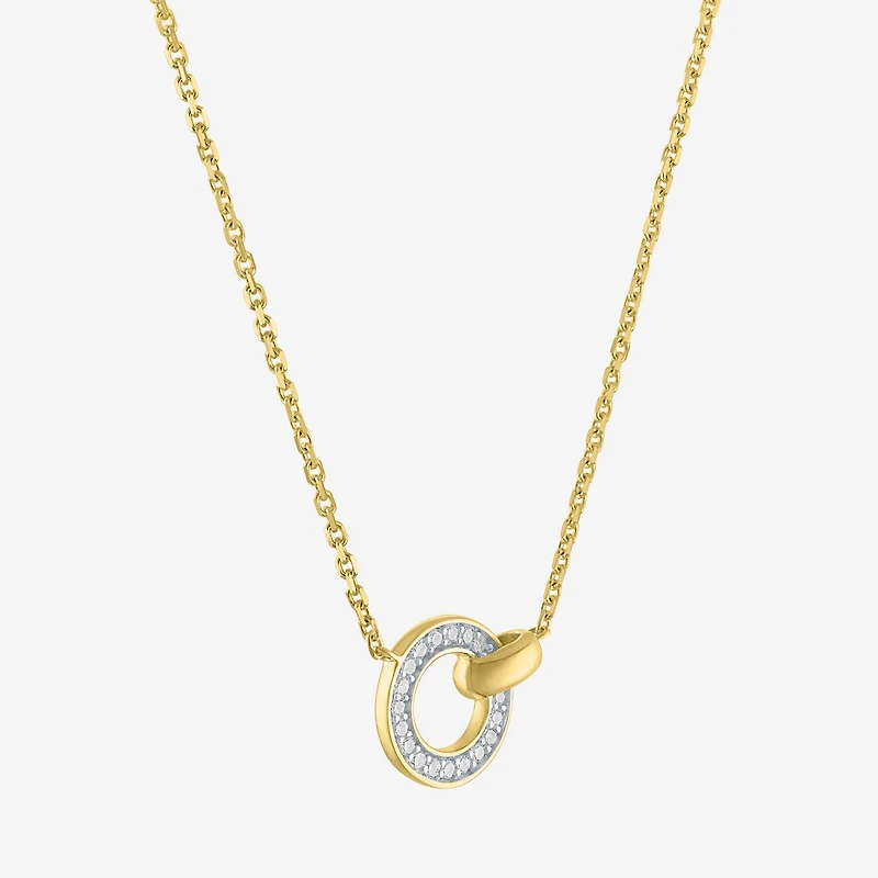 Diamond Addiction (G-H / I1-I2) Womens 1/10 CT. T.W. Lab Grown White Diamond 14K Gold Over Silver Circle 16 Inch Pendant Necklace