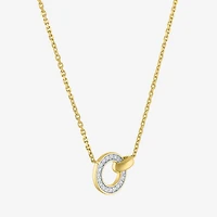 Diamond Addiction (G-H / I1-I2) Womens 1/10 CT. T.W. Lab Grown White Diamond 14K Gold Over Silver Circle 16 Inch Pendant Necklace