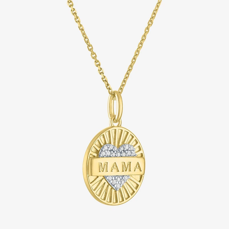 Diamond Addiction "Mama" (G-H / I1-I2) Womens 1/10 CT. T.W. Lab Grown White Diamond 14K Gold Over Silver 16 Inch Pendant Necklace