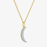 Diamond Addiction (G-H / I1-I2) Womens 1/10 CT. T.W. Lab Grown White Diamond 14K Gold Over Silver Moon 16 Inch Pendant Necklace